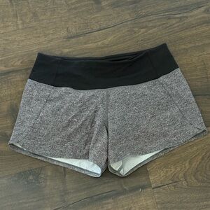 lululemon athletica Black and Heather Gray Run Times Shorts
Size 4